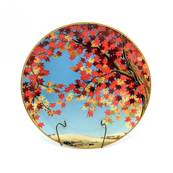 1979 Franklin Mint Naoka Nobata Japan Oriental Birds Plate NOVEMBER Nuthatch Map - Picture 1 of 4